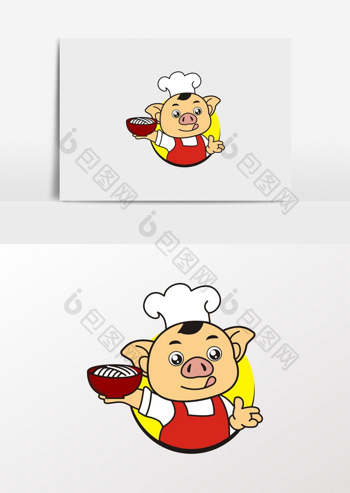 卡通猪厨师猪肉猪杂面馆形像