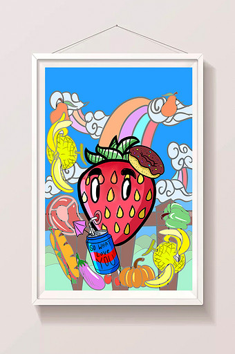 卡通风格美食水果插画图片