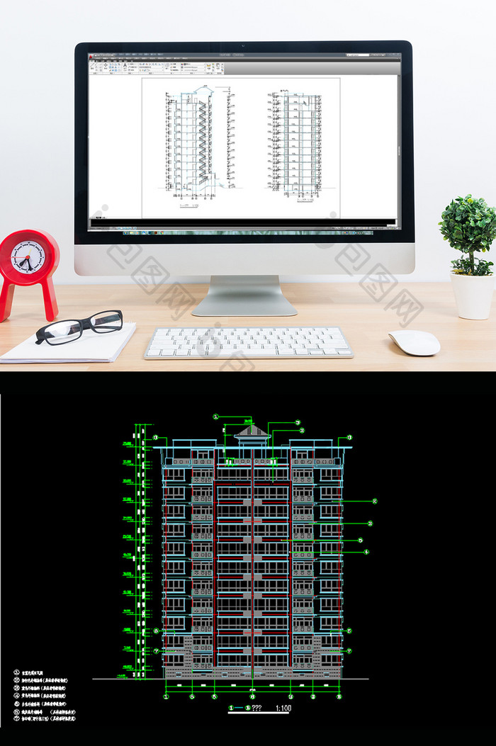 高层住宅单体建筑CAD施工图