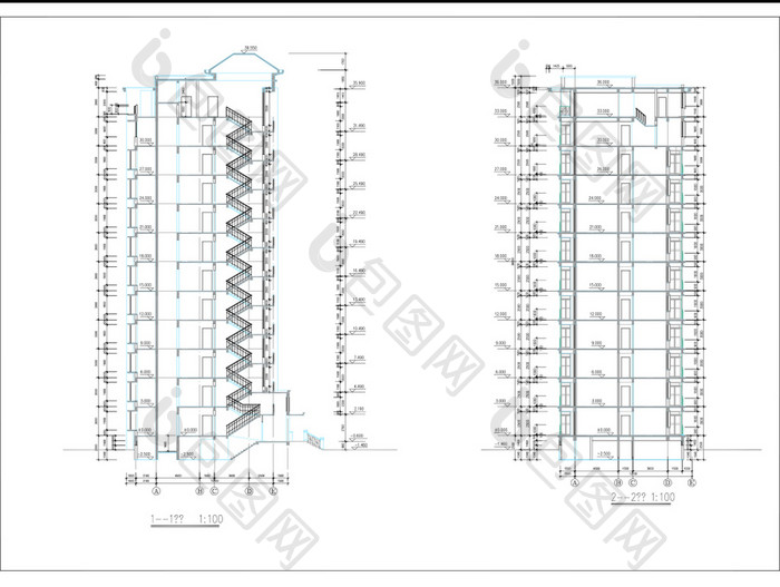 高层住宅单体建筑CAD施工图