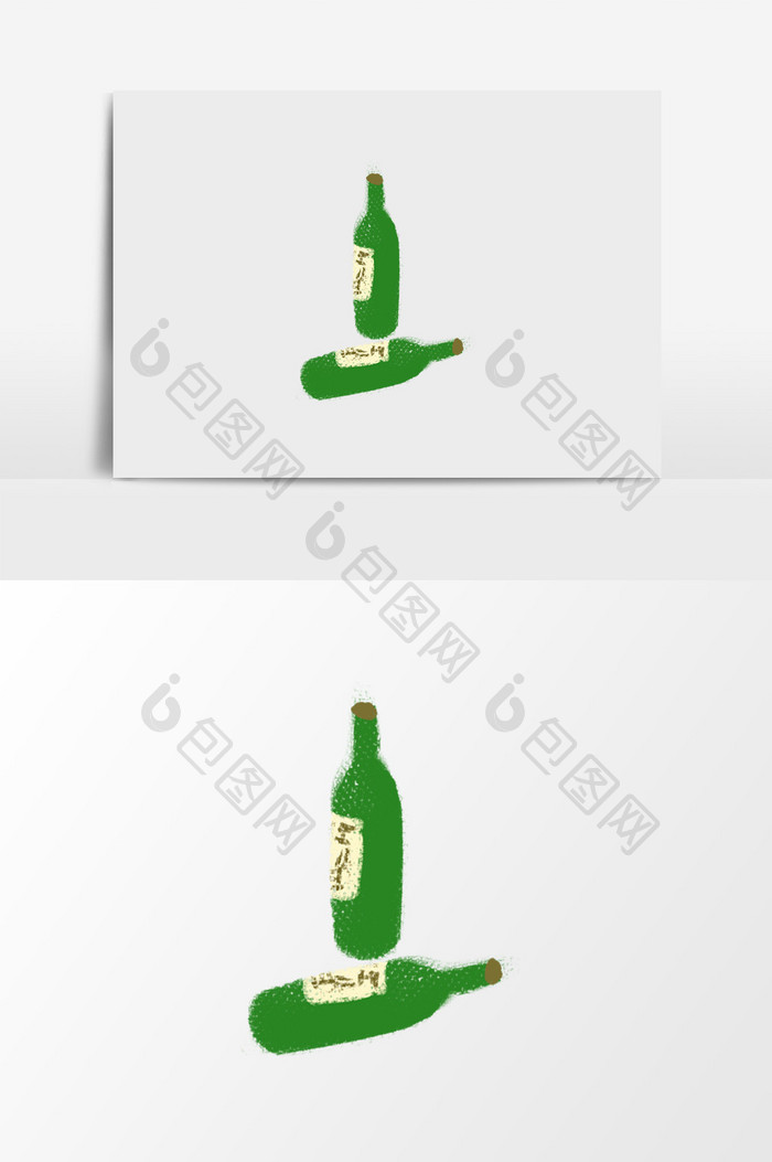 卡通手绘啤酒瓶素材