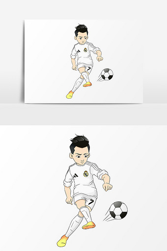 手绘c罗射门02世界杯元素图片
