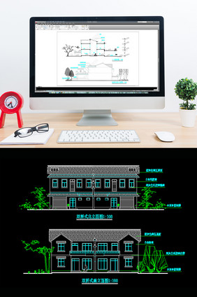 双拼式小康住宅CAD建筑施工图