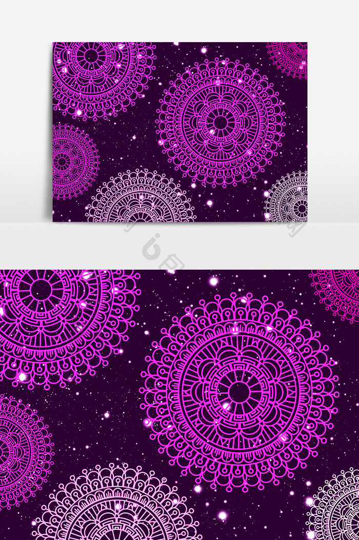 紫色圆圈大花设计元素