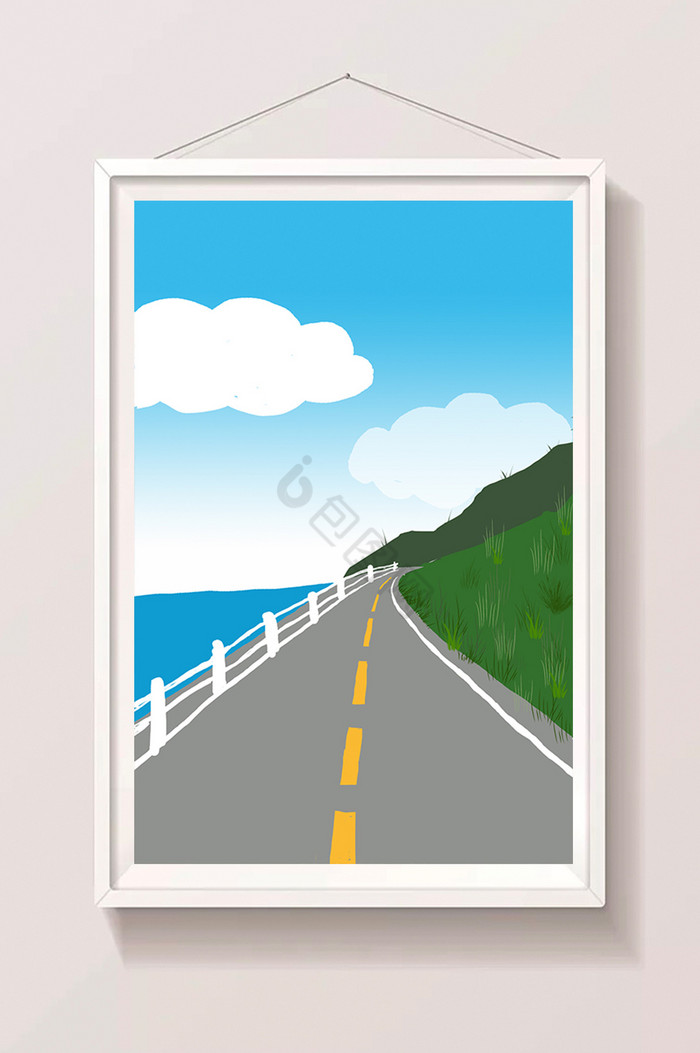 沿海公路插画图片