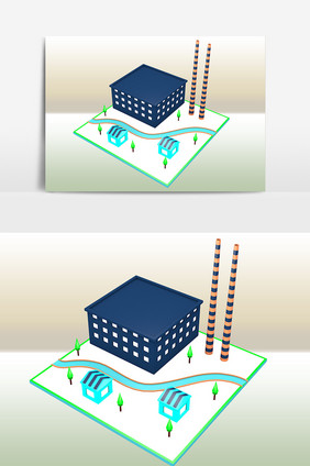 3D可爱卡通建筑设计元素