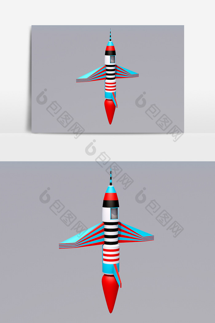 3D卡通火箭设计元素