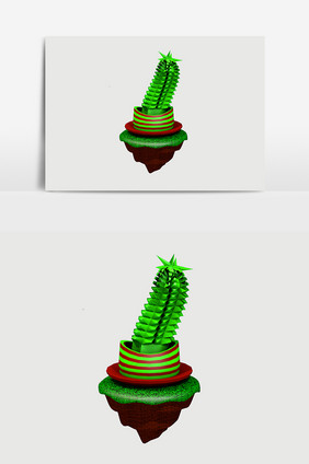 3D卡通仙人掌设计元素