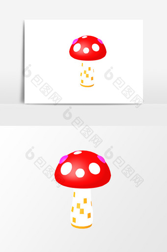3D卡通蘑菇设计元素图片