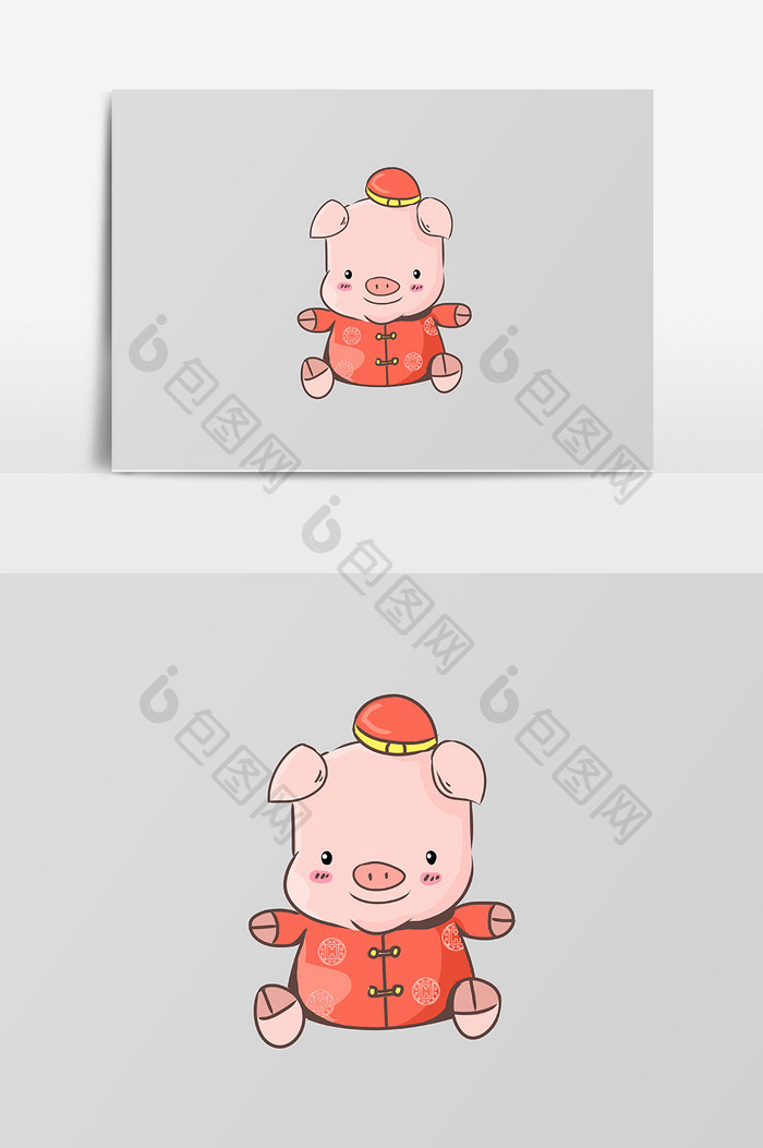 经典红猪设计元素设计yy