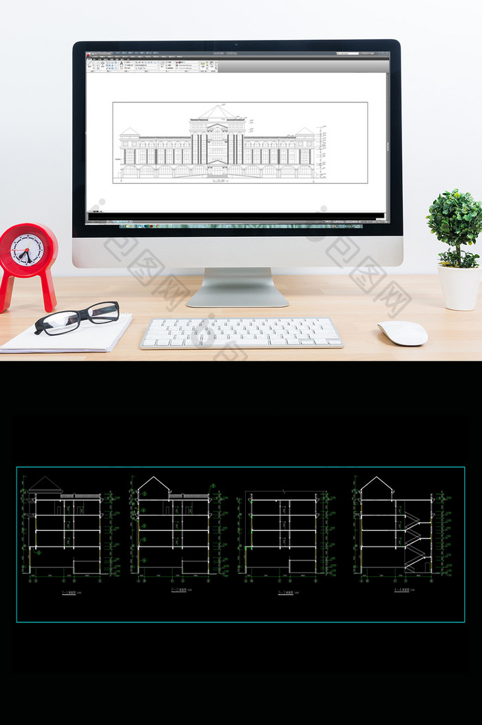 旧宾馆楼改造欧式建筑施工图CAD