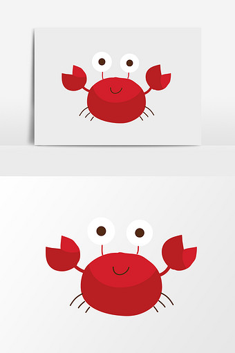 红色卡通螃蟹素材图片
