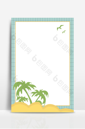 扁平化简约夏季椰子树飞鸟背景图片