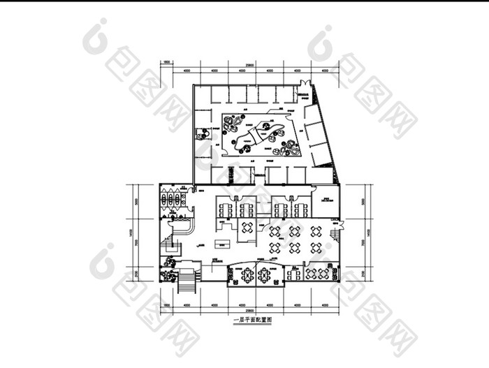 餐饮咖啡吧CAD平面布局图