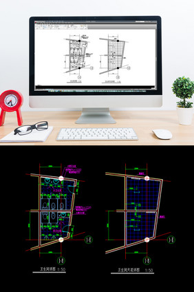 办公楼卫生间CAD平面图天花图