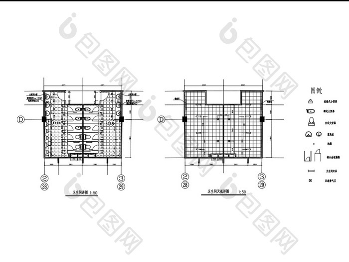 办公大楼卫生间CAD图纸天花吊顶图