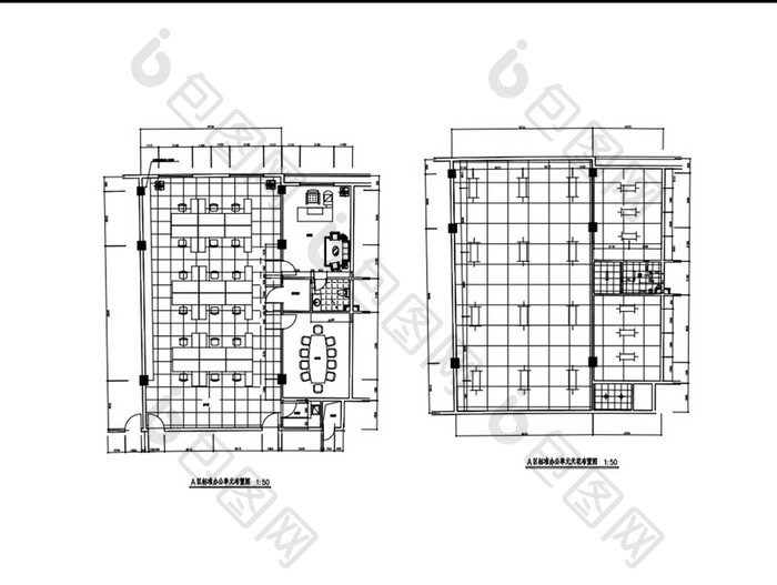 工装办公大楼CAD平面布局图