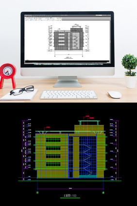 工装办公大楼CAD立面图纸