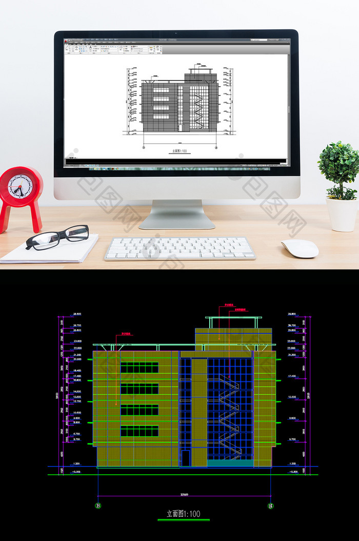 工装办公大楼CAD立面图纸