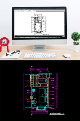 酒店标准间平面布局图CAD图纸