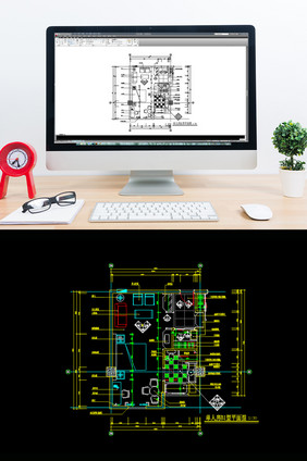 酒店单人房间CAD平面布局图纸