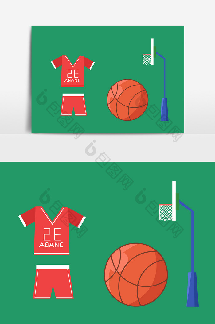 卡通手绘篮球设备元素