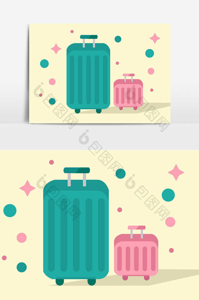 可爱卡通行李箱设计元素