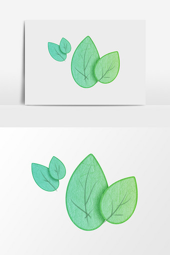 手绘水彩绿色叶子图片