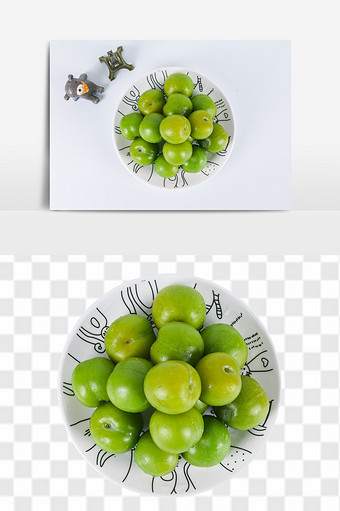 新鲜青李子水果元素图片