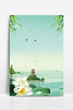 夏日荷塘风景广告设计背景图