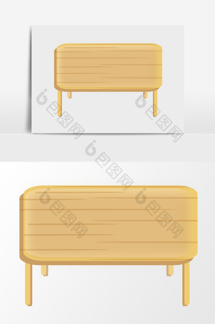 手绘黄色木桌素材