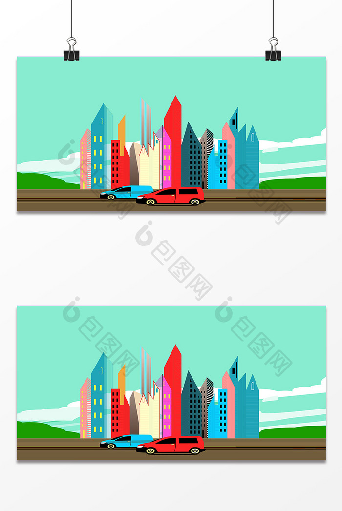 城市建筑矢量设计背景图