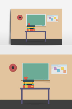 卡通教师节教室矢量元素