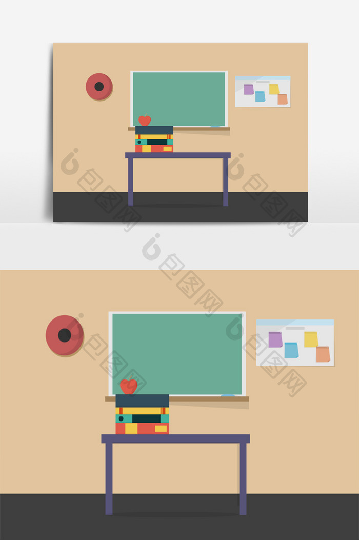 卡通教师节教室矢量元素