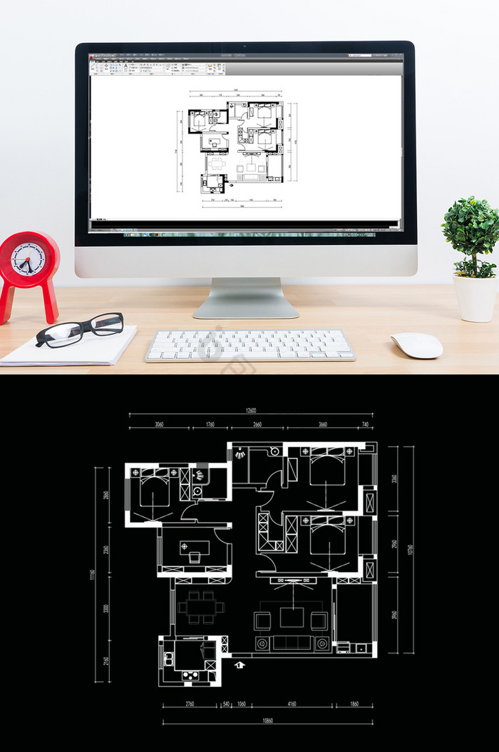 多层CAD四居室平面方案定制图片