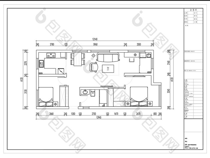 CAD三居室小高层户型平面方案定制