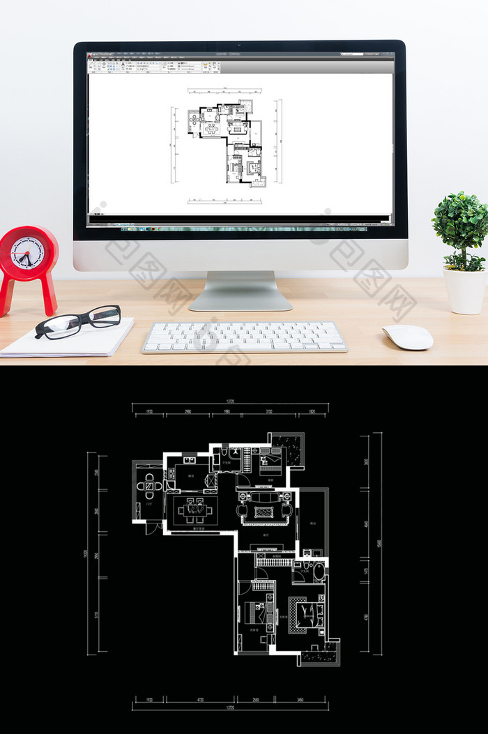 CAD三居室户型高层平面定制方案
