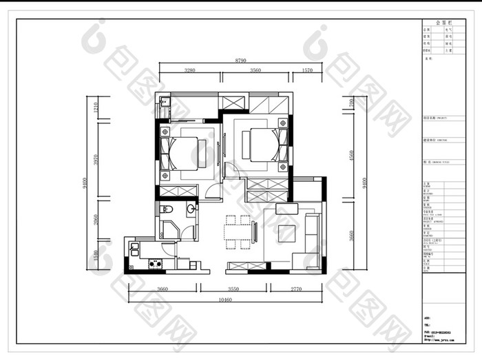 小两居室CAD户型平面布置图