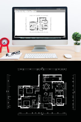 CAD四居室平面布置图