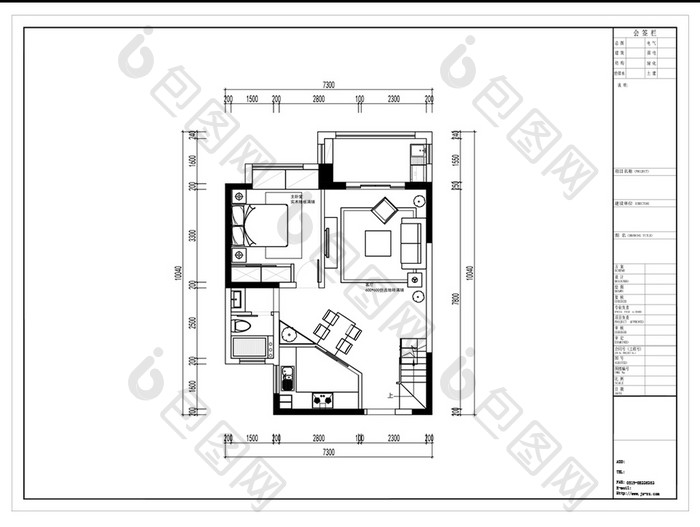 CAD两居室户型平面方案