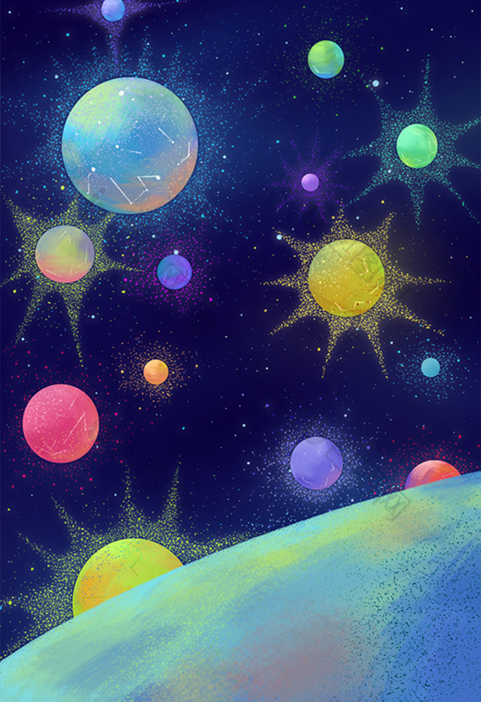 包图网提供精美好看的星空星球插画素材免费下载,本次作品主题是插画