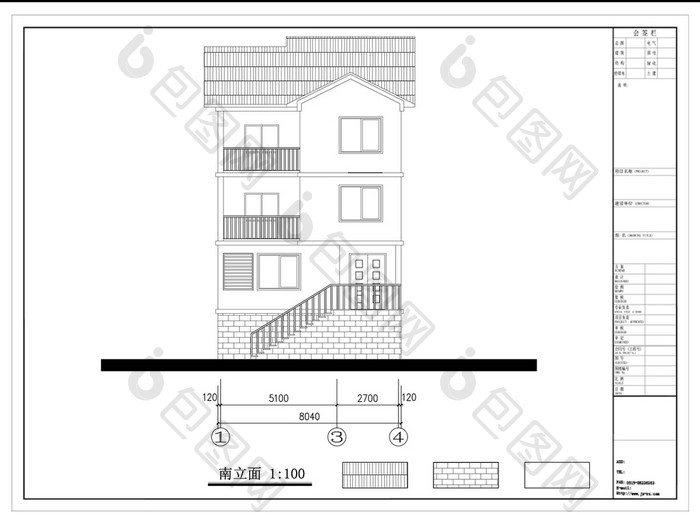 自建房建筑立面图CAD