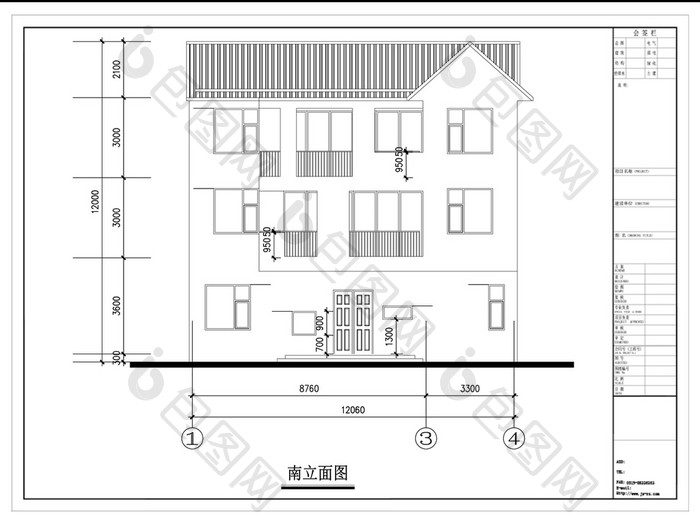 多层民宿外立面CAD图