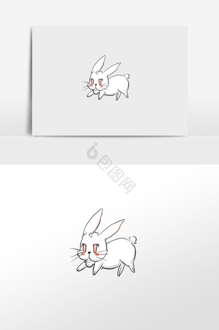 奔跑小兔子插画图片