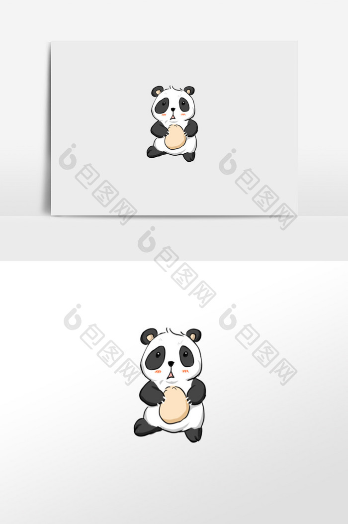 黑白卡通熊猫手绘元素插画