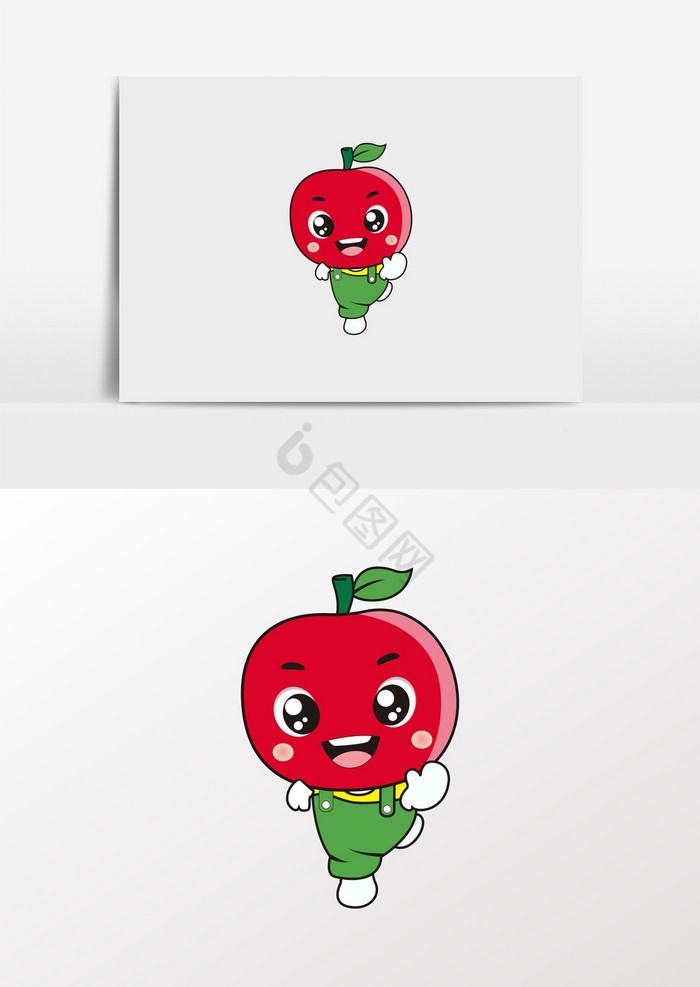 苹果水果跑步的苹果形像图片