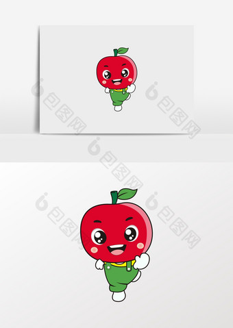 卡通苹果水果跑步的苹果形像图片