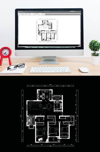 四室CAD高层户型平面方案图片