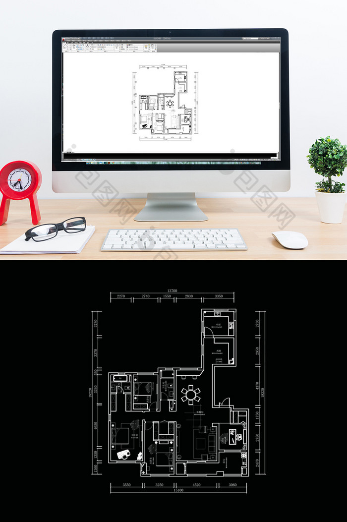 四室CAD高层户型平面方案图片图片