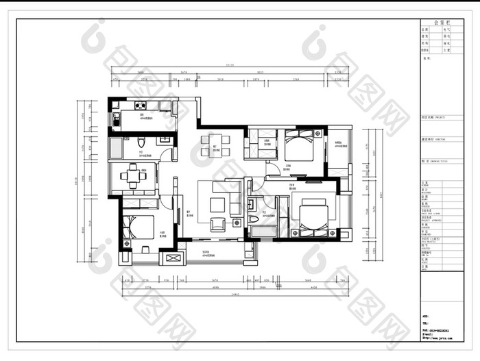 小高层四室CAD平面方案